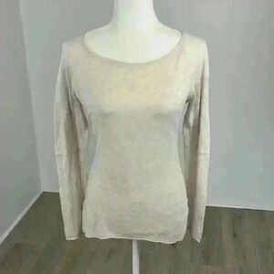 Belldini Cream Long Sleeve Top with Mesh Back Size S